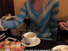 Iry is your sweet blonde babe and agrees to a breakfast in the morning when suddenly she was offered for a quick fuck in the restroom in exchange for huge amount of cash.