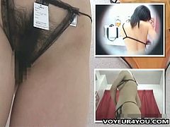 Voyeur 4 You brings you a hell of a free porn video where you can see how this alluring Asian brunette gets caught in the changing room before getting even nastier.