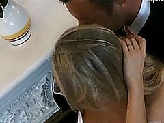 Blonde cute beauty licked