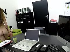 Julia got herself into real trouble in the office and the only thing that she can excuse herself for firing is fucking her horny boss which she wants to do anyway.