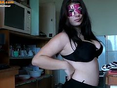 PornCBA brings you a hell of a free porn video where you can see how this busty brunette teen strips and dildos her cunt while assuming very naughty positions.