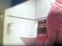 Blonde teen whore bathroom toilet shower hidden spy voyer