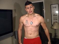 Bi Latin Men brings you a hell of a free porn video where you can see how this tattooed Latino stud strips and masturbates for you while getting ready to be even naughtier.
