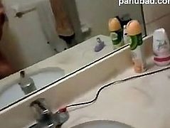 lonely girl masturbates in the bathroom
