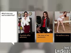 Life Selector brings you very intense free porn video where you can see how these blonde and brunette sluts get banged pov style while flaunting their sexy bodies.