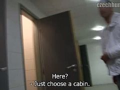 Czech Hunter brings you a hell of a free porn video where you can see how this Czech stud sucks a hard rod of meat in the bathroom while assuming very hot positions.