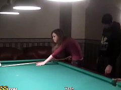 Pickup Fuck brings you a hell of a free porn video where you can see how this brunette slut sucks cock at the pool table while assuming very naughty positions.