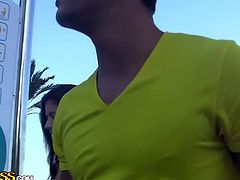 Pickup Fuck brings you a hell of a free porn video where you can see how this sexy brunette slut gets pounded hard on the beach while assuming very naughty poses.