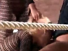 Pitiless brunette chic knock outs a blonde slut, who doesn't loose her time and immediately proceed to give a head to a judge, who later fucks her doggy and cowgirl styles and finally jizzes into her mouth.