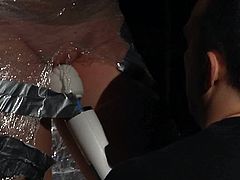 Subspace Land brings you a hell of a free porn video where you can see how this naughty blonde slut wrapped in cellophane in the dungeon while assuming hot positions.