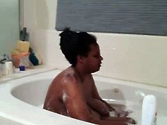Neighbor Ebony MILF Bath Time on Hidden Video