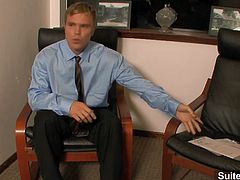 Sexual fantasies in the office are finally being done by these two horny twinks Bobby Rail and Rex Roddick as they starts fucking their tight assholes in late office hours.