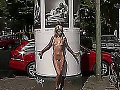 Skinny blonde bondage on the streets