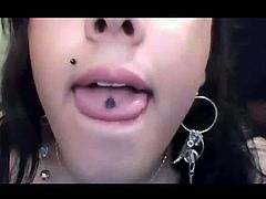 Teen Tgirl on webcam eating her own cum