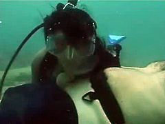 Scuba brunette knows how to suck