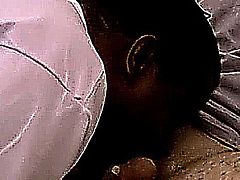 Amateur ebony hunk sucking on a hard white cock