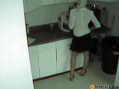 In the office kitchen sucks dick