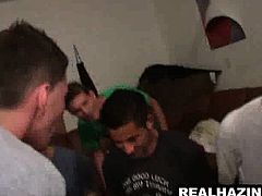 Frat boy hunk getting a cuccumber up his asshole