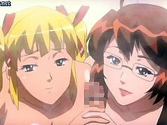 Busty anime lesbians rubbing