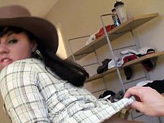 Very attractive brunette Kendra Star with big natural tits and hot ass rides dick cowgirl style! She bounces on cock and displays her delicious assets. Her thick shapely ass is totally exposed!