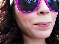 Aurelly Rebel takes on a big dick and gives it a blow job. She looks so hot in those large sunglasses as she does it. She then turns over to give her pussy.