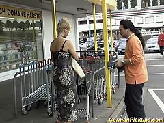 German lady is picked up at store
