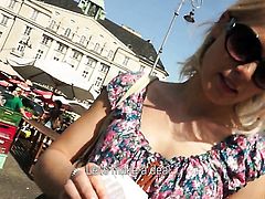 Blonde Catherine takes mans meat pole in her slit