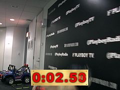 The Playboy Morning Show was interviewing a woman, who fended off an attacker, using the self defense skills. Apparently, there was an interesting story, because they made up a game based on that. Two hotties dressed like cops had to run through a course and take out a fake attacker. Funny!