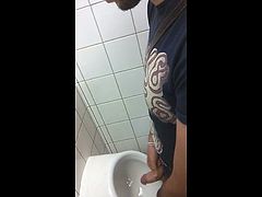 Str8 spy guy in public toilet stroke & cum