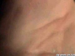 Duo of horny fellows fuck one sexy slim blondie in bed rough