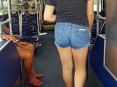 White booty girl in booty shorts