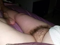 wifes tired hairy pussy as she snoares, getting hard