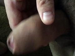 Foreskin play gets my cock juicy and throbbing so good