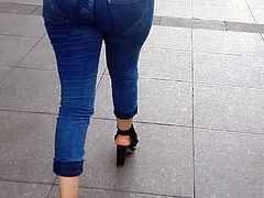 Turkish bitch tight jeans ass walk