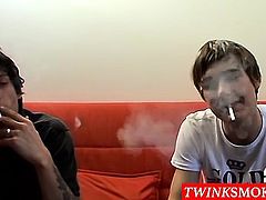 Euro twink dudes Jerry and Clark get together to swap smokes