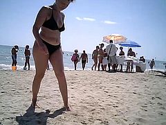 Big ass mom at beach