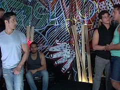These horny studs have been waiting all day, to meet and gather for a crazy gay orgy. Click to watch the five of them undressing. They get closer and that turns them on in a wild way. See the muscular boys rimming ass and sucking cock with a passionate desire. Don't miss the juicy details!