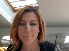 Ryta is a busty redhead and shes going to jerk his cock in public. This babe really loves the sensation of having a cock in her hands, and shes going to keep on jerking him till he cums