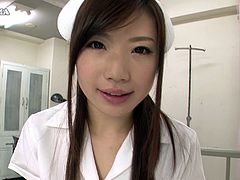 Lap dance from a naughty Japanese nurse feels damn good