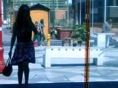 Red Dress walking outdoors