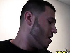 Brunette chica with bubbly butt and bald beaver enjoys another masturbation session after stripping down to her bare skin