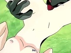 Anime sex in the forest with a sexy blonde