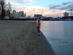Ukrainian girl Innuska nude on winter beach