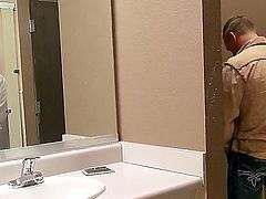A blonde is on a blind date. She is really happy with her man, so she decides to take things to the next level. She exposes her huge ass to him in the bathroom.