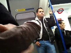 Cruising on London Tube hot bisexual dude hard cock