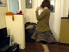 Sexy teen crossdresser has nice surprise under the skirt