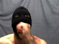 Masked fag dildo throatfuck