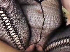 Hairy granny in bodystocking fucked by a younger man