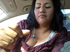 Mature latina gives hand job