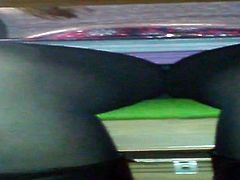 upskirt under table wit pantyhose